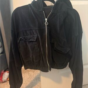 Urban Outfitters Corduroy Zip-Front Jacket - Black